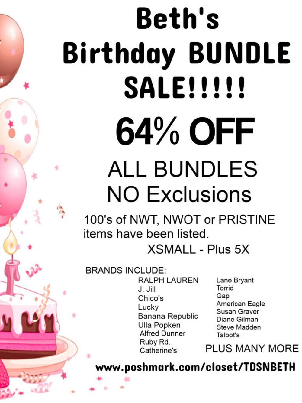 SALE!! SALE!! Beth's Annual Birthday BUNDLE SALE!! 64% OFF No EXCLUSIONS